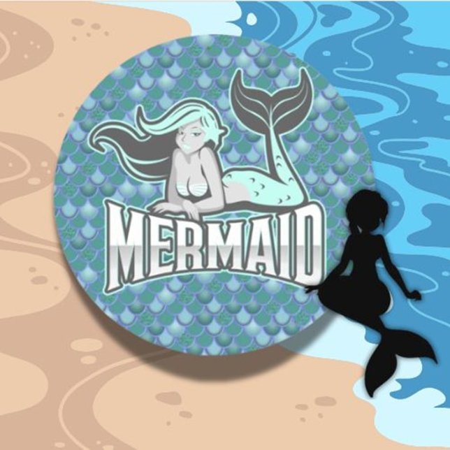 Redonda MERMAID PEGATINA chica" (Make every celebration magical with our Special Mermaid Party Classic Round Sticker.)