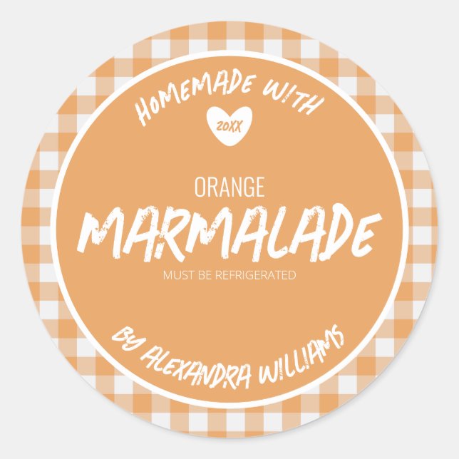 Redonda Mermelada de Naranja Casera Clásico Pegatina Redon (Anverso)