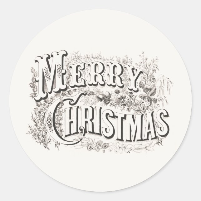 REDONDA MERRY CHRISTMAS ROUND CUSTOM NAME PEGATINA (Anverso)