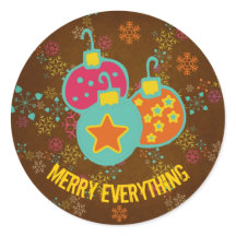 Merry Everything Ornaments Holiday Round Pegatina