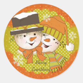 Redonda Merry Everything Snowmen Round Pegatina