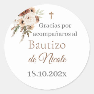 Redonda Mi bautizo pegatina española, bautismo infantil Es