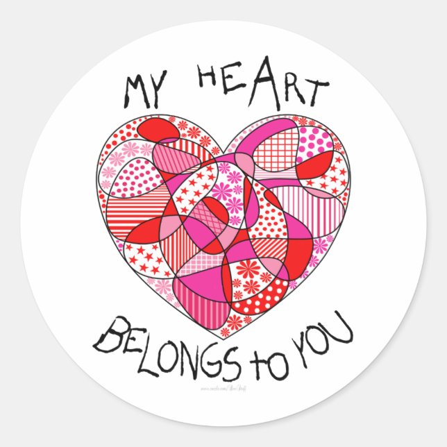 Redonda Mi corazón te pertenece Pegatina de corazón | Redo (Anverso)