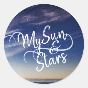 Redonda Mi Pegatina de Sol y Estrellas