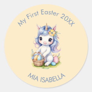 Redonda Mi primer Pegatina de niños de Unicornio de Pascua
