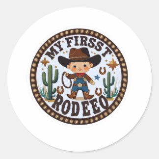 Redonda Mi primer Pegatina de Rodeo-Bebé - Bebé de Cowboy