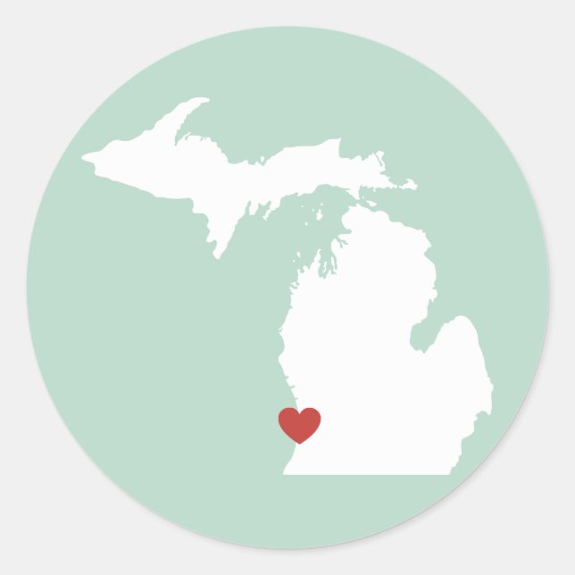 Redonda Michigan Love - Pegatina Personalizable (Anverso)
