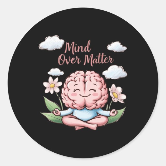 Redonda Mind Over Personalizado Brain Pegatina (Anverso)