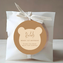 Redonda Minimal Beary First Birthday Gracias Pegatina