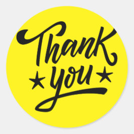 Redonda Minimalista amarillo y negro Gracias Pegatina