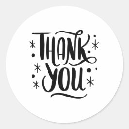Redonda Minimalista blanco y negro Gracias Pegatina
