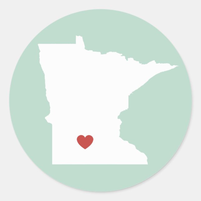 Redonda Minnesota Love - Pegatina de Personalizable (Anverso)