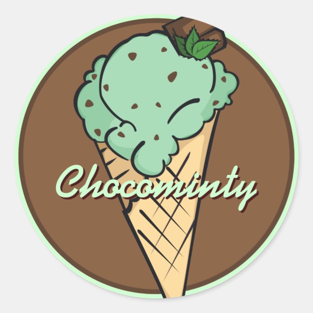 Redonda Mint Choco-Chip Icecream Pegatina (Anverso)