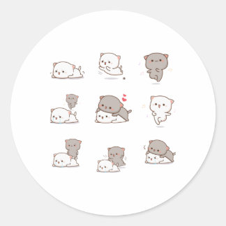 Redonda Mochi Peach Cat Pegatina Pack