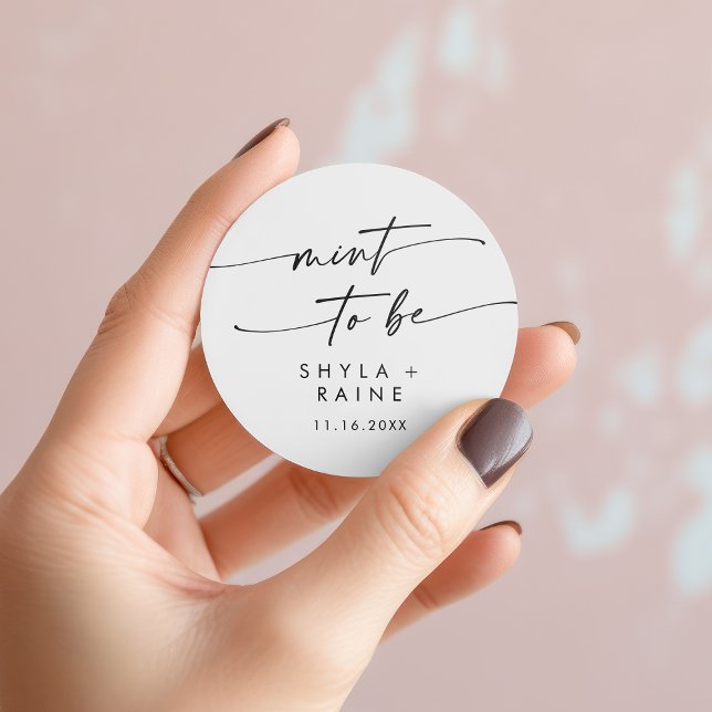 Redonda Moda Boho  Menta blanca y negra para ser Pegatina  (Boho Chic Black and White Mint To Be Favor Sticker)