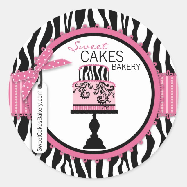 Redonda Moda Boutique Cake Business Pegatina (Anverso)