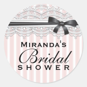 Redonda Moda Bridal Shower Lovely Lace Pegatina
