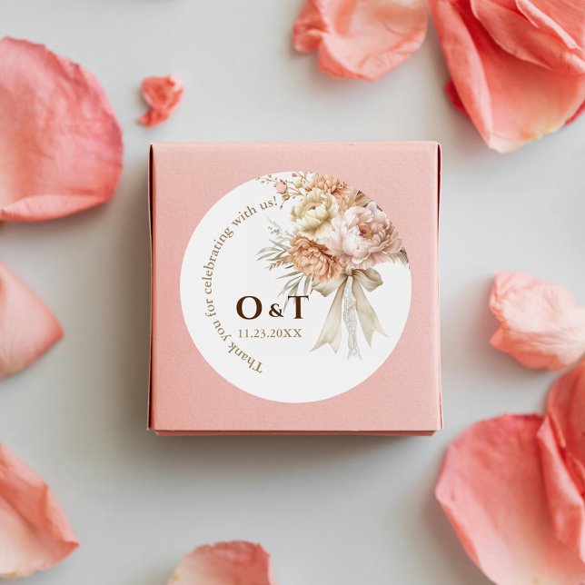 Redonda Moda estilo Boho Boda Gracias Pegatina Favor (Subido por el creador)