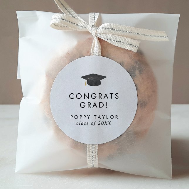 Redonda Moda Grad Cap Congrats Pegatina de Graduación (Subido por el creador)