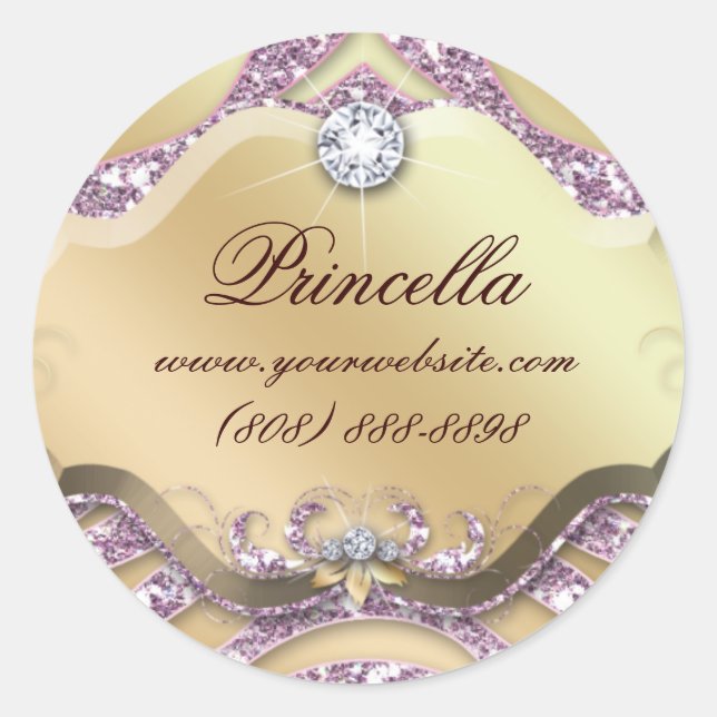 Redonda Moda Pegatina cebra Jewelry Sparkle Oro rosa (Anverso)