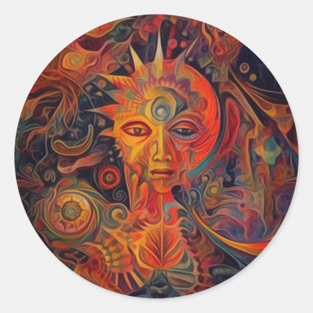 Redonda Moderna diosa Pegatina de arte abstracto (Anverso)
