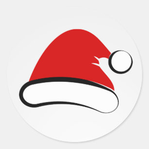 Redonda Moderno Feliz Navidad Santa Hat Round Pegatina