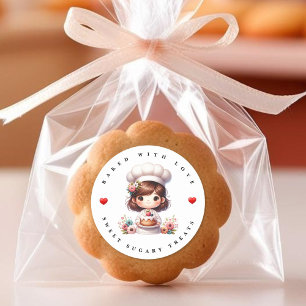 Redonda Moderno Horneado Con Pegatina De Panadería De Amor