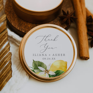 Redonda Moderno Jardín de Limón Gracias Por Favor Pegatina