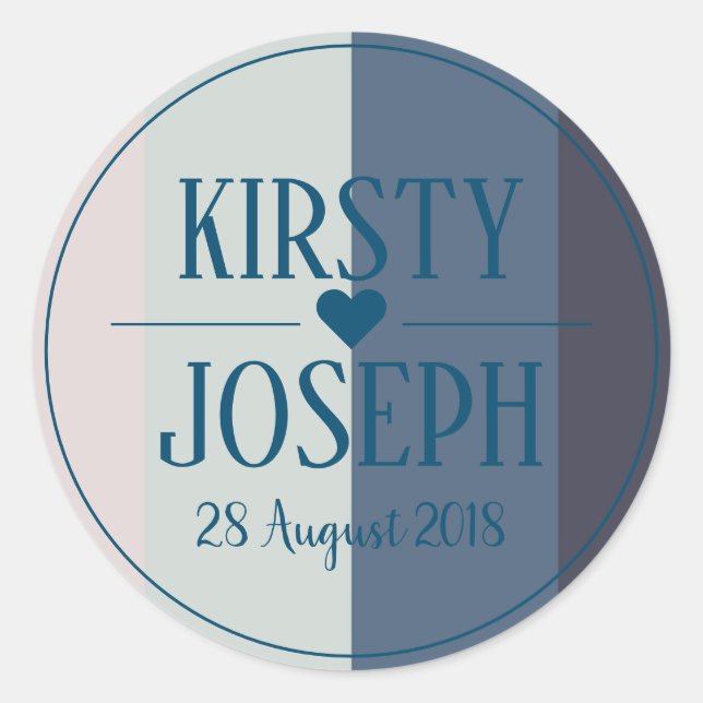 Redonda Moderno Pegatina de casamiento clásico de la playa (Anverso)