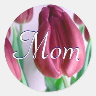Redonda Mom Rosey Tulips Pegatina