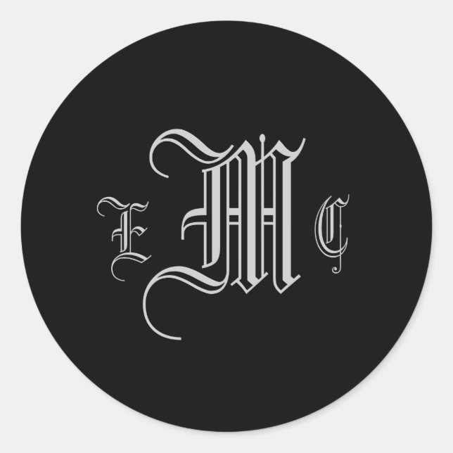 Redonda Monograma Boda Tres Iniciales BrideGroom Pegatina (Anverso)