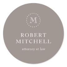 Monograma Brown Elegant Classic Business Pegatina