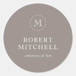 Redonda Monograma Brown Elegant Classic Business Pegatina
