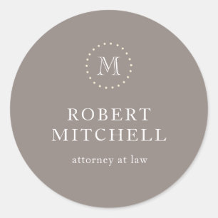 Redonda Monograma Brown Elegant Classic Business Pegatina