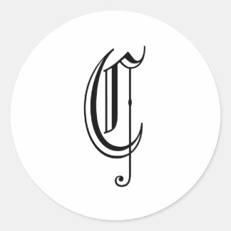Redonda Monograma "C" Pegatina Inglés antiguo Estilo_Negro