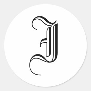 Redonda Monograma I Pegatina Estilo inglés antiguo