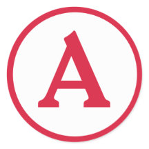 Monograma Pegatina inicial del círculo rojo