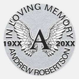 Redonda Monograma Pegatina plateado