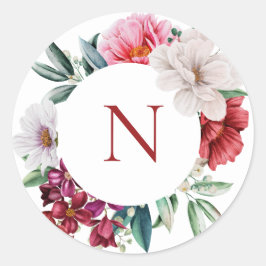 Redonda Monograma Pegatina redondeado clásico de los puebl