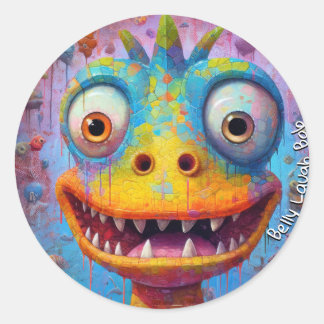 Redonda Monster Mayhem: Pegatina del Belly Laugh Bob