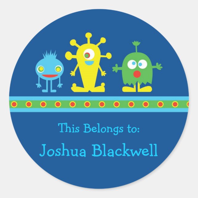 Redonda Monster Pegatina (Anverso)