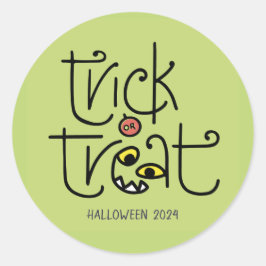 Redonda Monstruoso pegatina de truco o tratamiento - verde