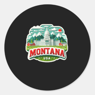 Redonda Montana En Pegatina Estadounidense