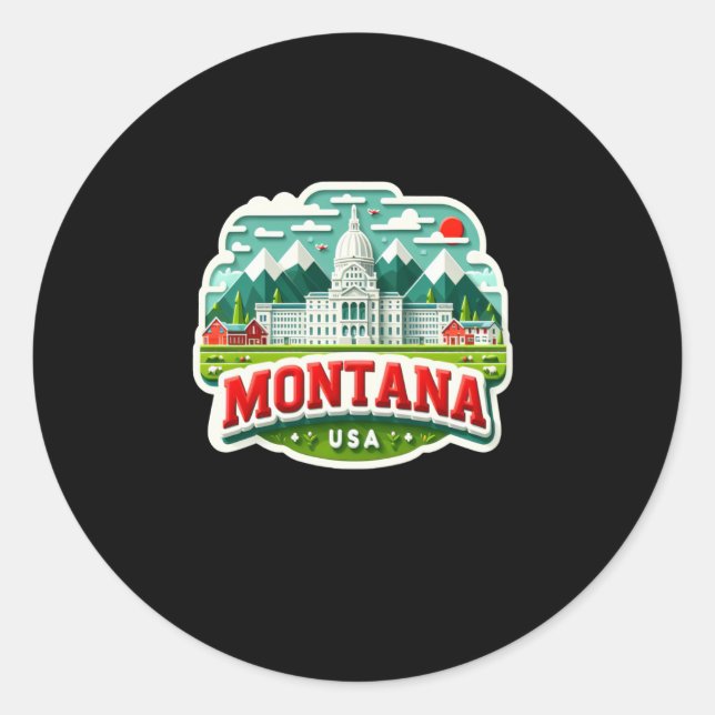 Redonda Montana En Pegatina Estadounidense (Anverso)