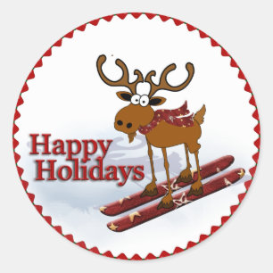 Redonda Moose Ski Pegatina