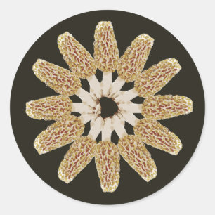 Redonda Morel amarillo Mandala Pegatina Morchella esculent
