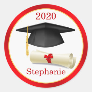 Redonda Mortero negro, diploma Su nombre Pegatina de gradu