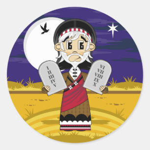 Redonda Moses y pegatina de diez mandamientos