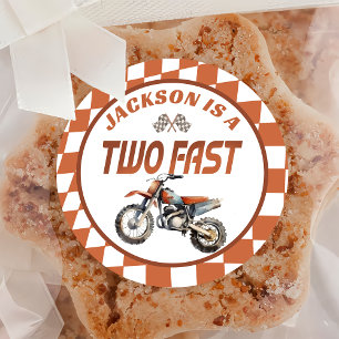 Redonda Motociclismo sucio dos Pegatina de cumpleaños rápi
