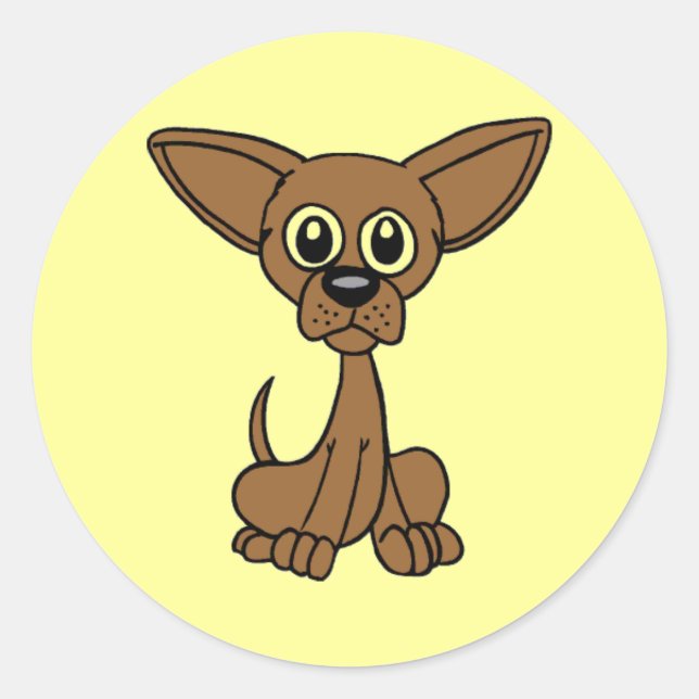 Redonda Mousey Dog Pegatina (Anverso)